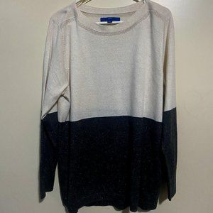 Apt. 9 Women's Cream Charcoal Sparkle Sweater Crew Neck XL
